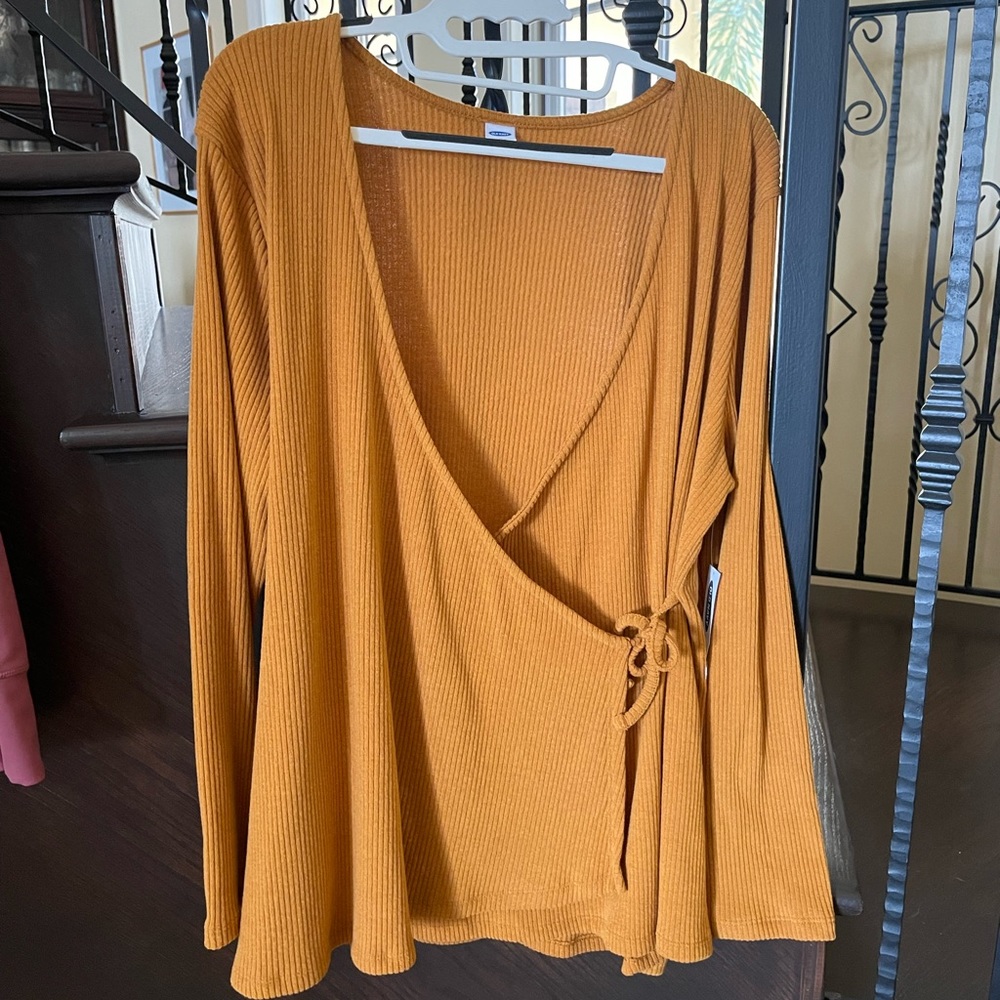 NWT Old Navy Wrap Sweater, Mustard Yellow, XL